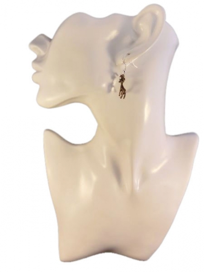 Preview: Rentier Hirsch Ohrringe Vintage bronzefarben